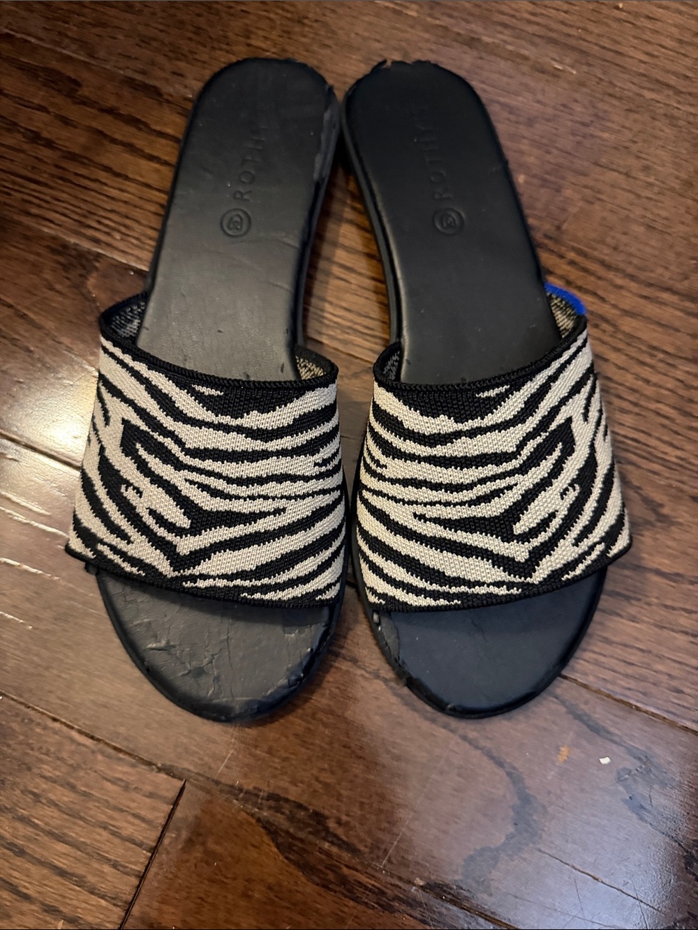 Rothy's Black & White Zebra Slide Sandals - Women 8.5